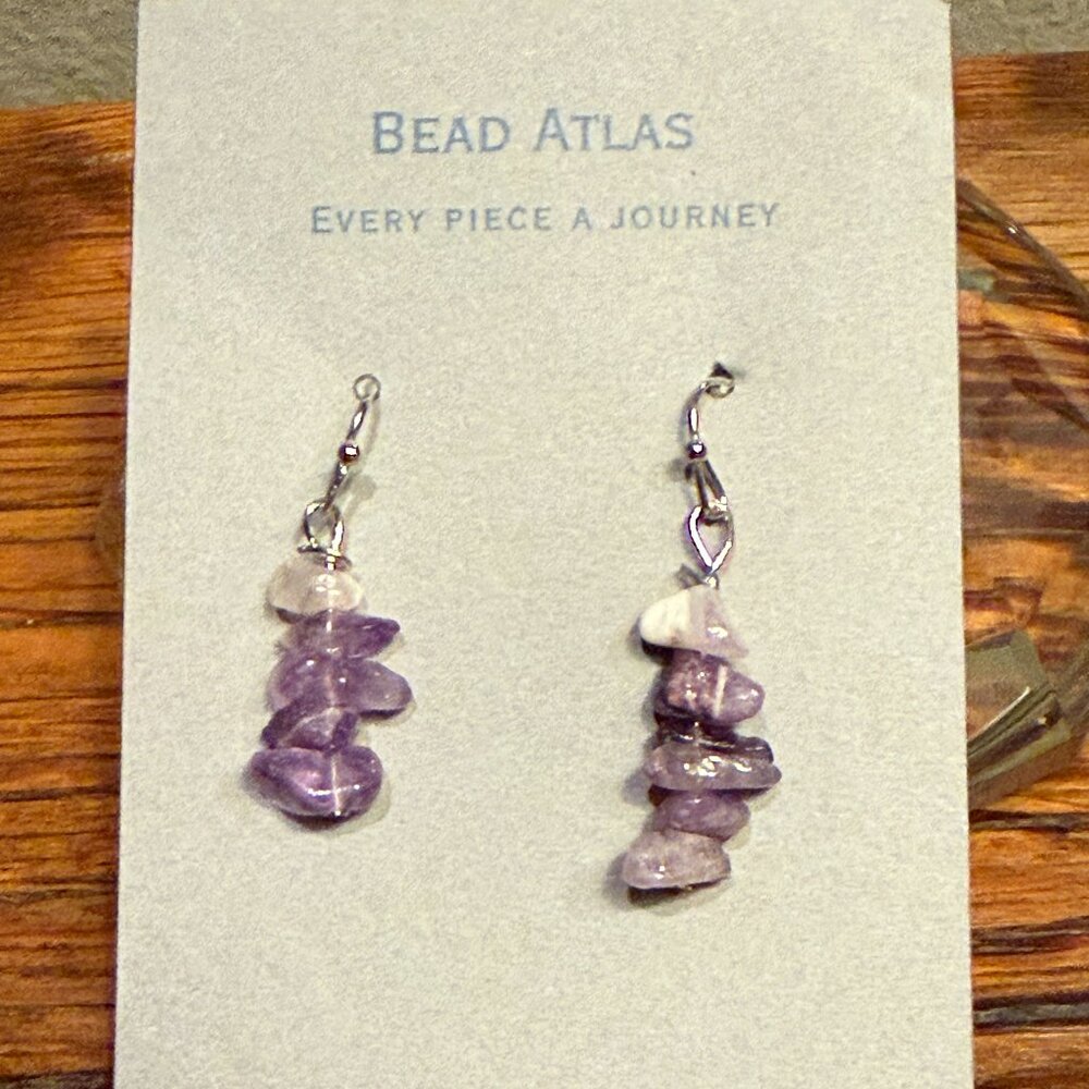 HANDMADE RAW AMETHYST CHIP EARRINGS